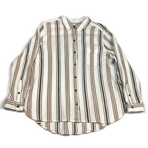 Sonoma Striped Ribbed Gauze Button Front Blouse Top XL